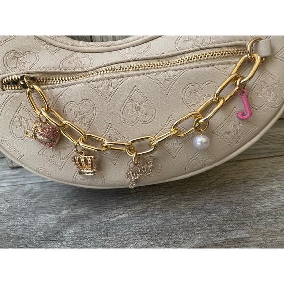 Juicy Couture Off-White Hobo Shoulder Bag with Charm Chain - Picture 3 of 6